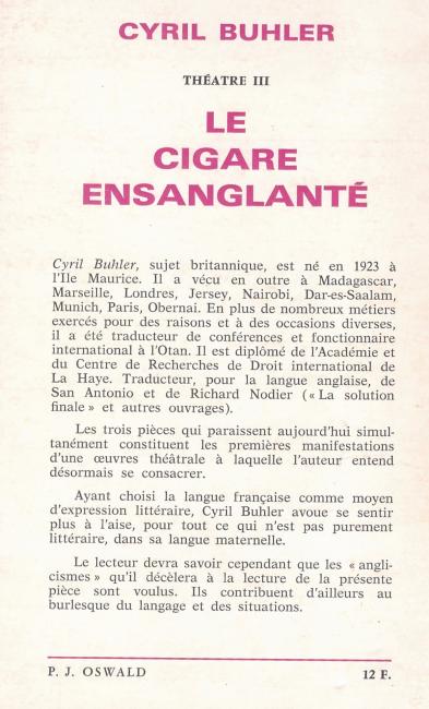 verso Buhler Le cigare ensanglanté