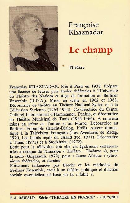 Verso biographie de Françoise Gründ-Khaznadar